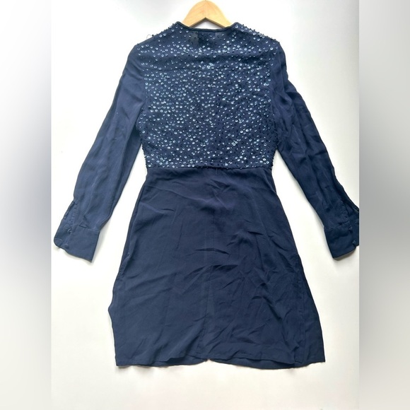 Laurel 100% silk top sequins tunic flowy  navy blue size 38 - Picture 9 of 9